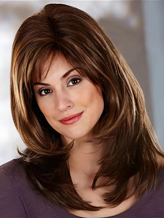 Side Fringe Layered Cut Synthetic Straight Wigs 16 Inches(Buy 1 Get 1