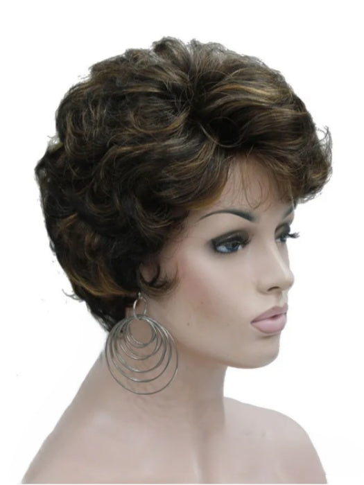 Fluffy Naturally Short Grey Curly Synthetic Wigs