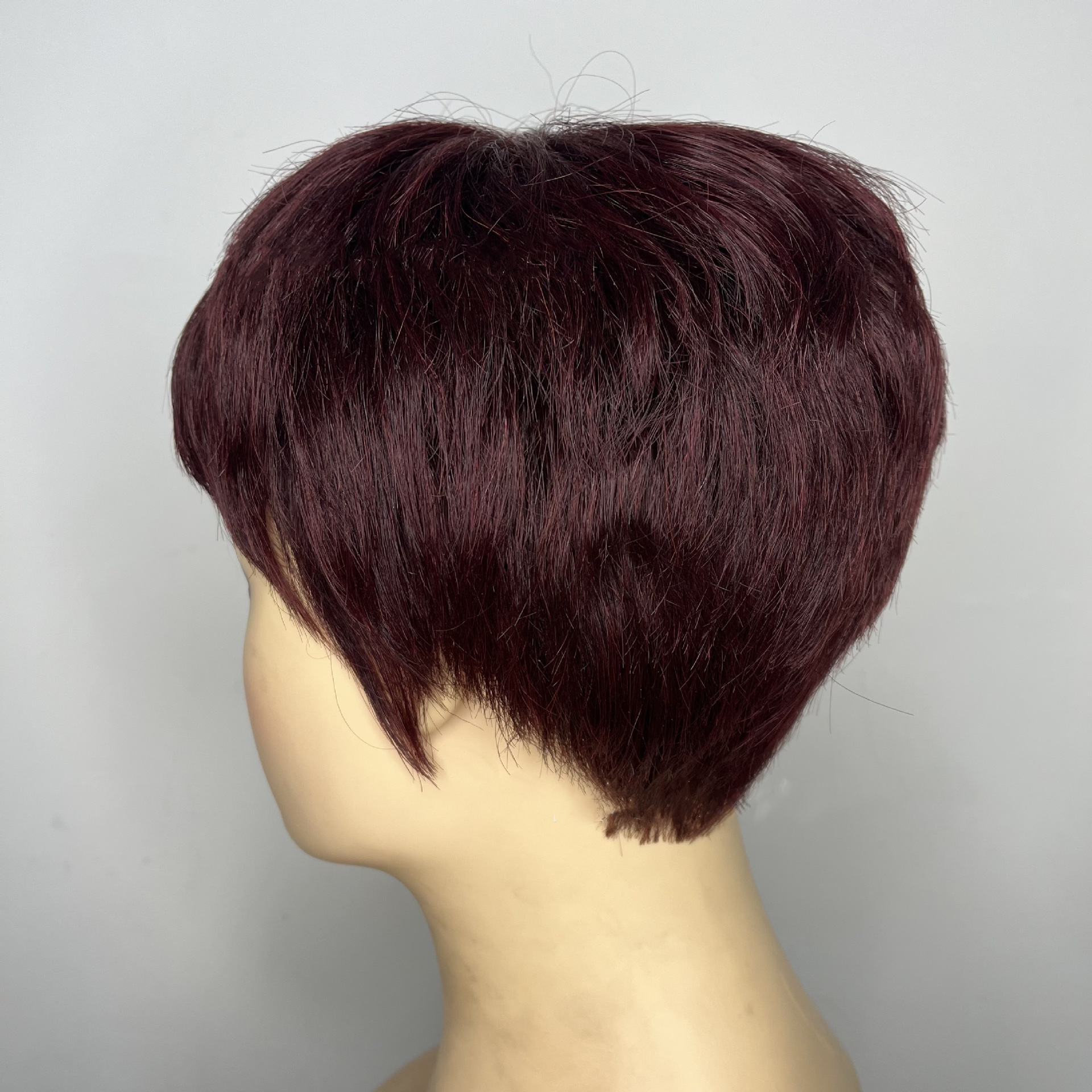 Fiery Short Straight Human Hair Wig(Hand-Tied)