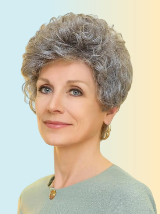 Fluffy Naturally Short Grey Curly Synthetic Wigs