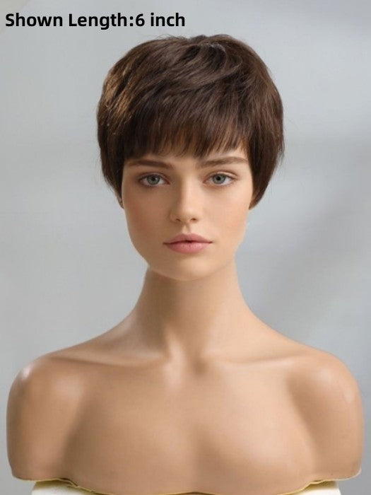 Bob Straight Layered Human Hair Wigs with Bangs