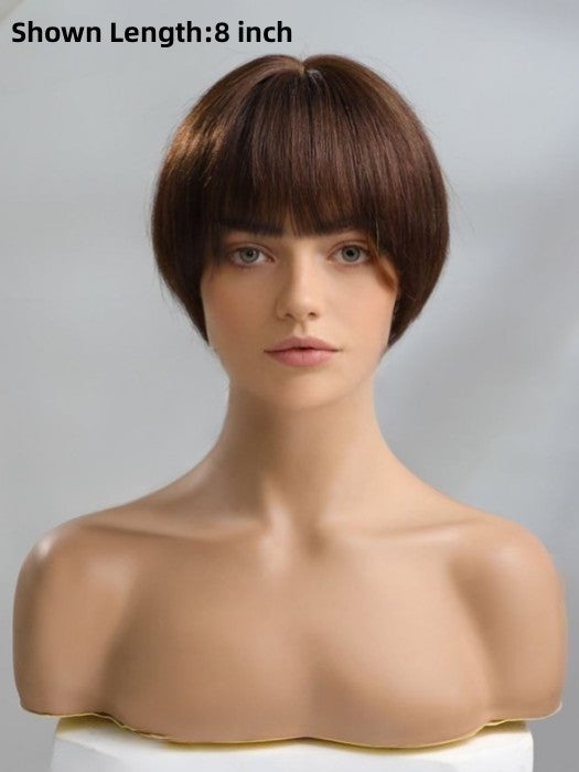 Bob Straight Layered Human Hair Wigs with Bangs