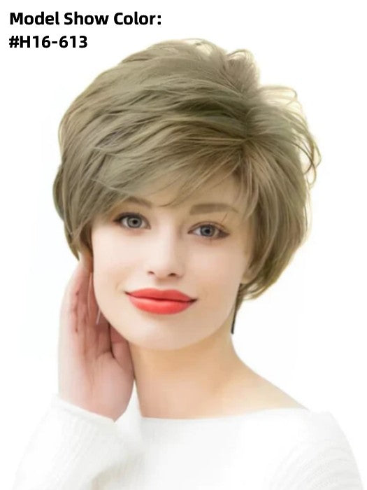 Short Natrual Straight Layered Synthetic Hair Wigs 8 Inches(Buy 1 Get 1 Free)