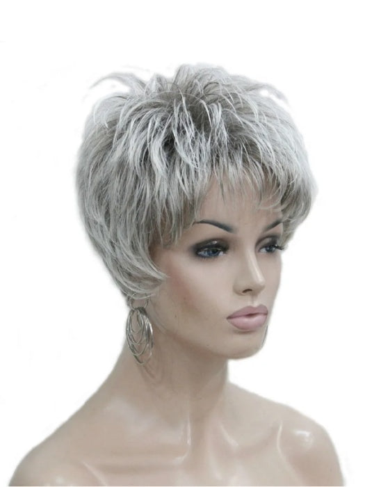 Short Straight Pixie Cut Natural Hair Synthetic Capless Wig