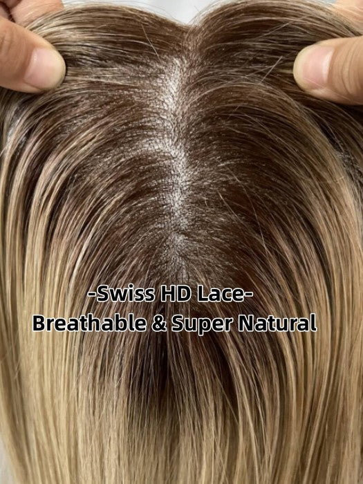 Super Breathable &Natural Medium Straight Rooted Synthetic Toppers