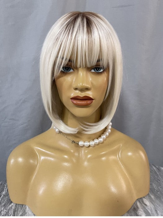 Super Soft Straight Bob Synthetic Wig With Roots (Mono Part)