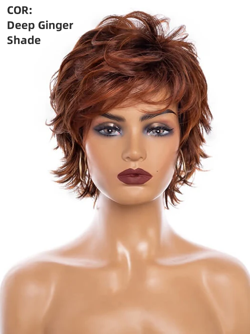 Tousled Layered Wigs Short Wavy Synthetic Wigs