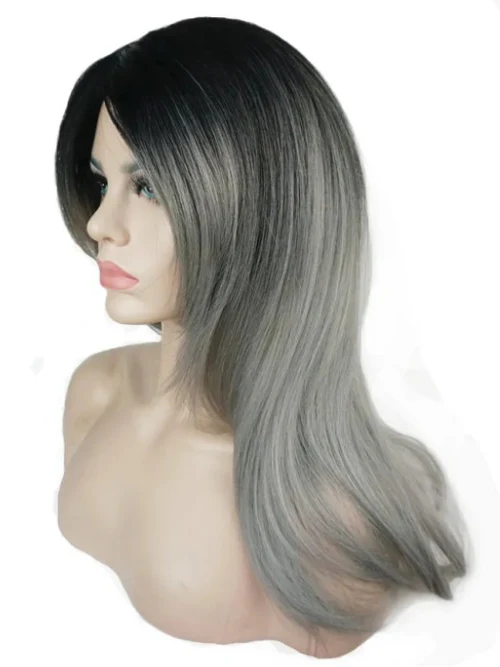 Mysterious Ombre Gray Long Straight Synthetic Wigs