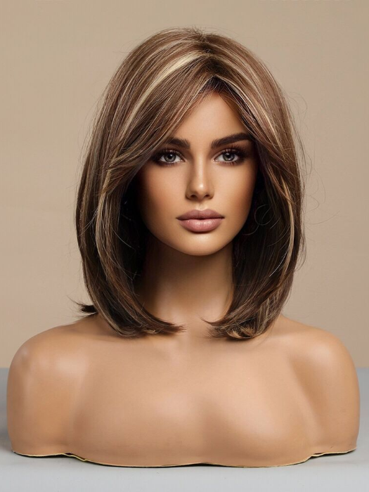 Uniquel Straight Long Bob Synthetic Wigs with Roots