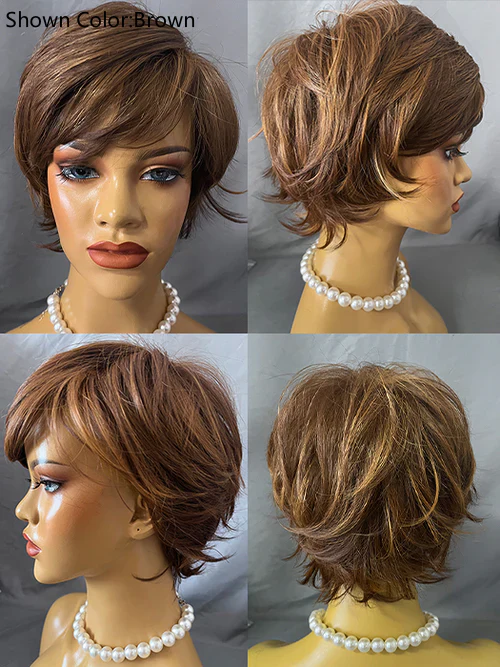 Short Choppy Layered Wavy Synthetic Hair Wigs