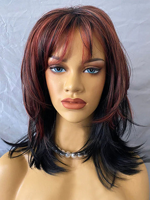 Shaggy Hairstyle Middle Length Wavy Mixed Color Synthetic Wigs Buy 1 G